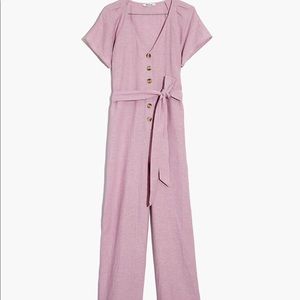 Madewell Linen-Cotton Pleat-Sleeve Jumpsuit